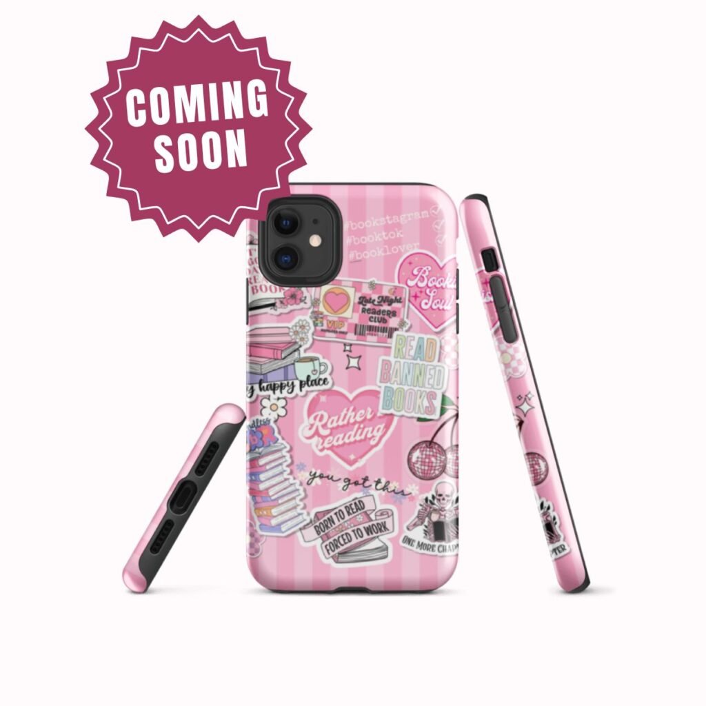 Bookish Phone Case mobile phone case with a pink bookish sticker collage design